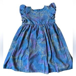 Metallic Party Chiffon Flutter Sleeve Dress By Pippa and Julie, Blue, 5T, NEW